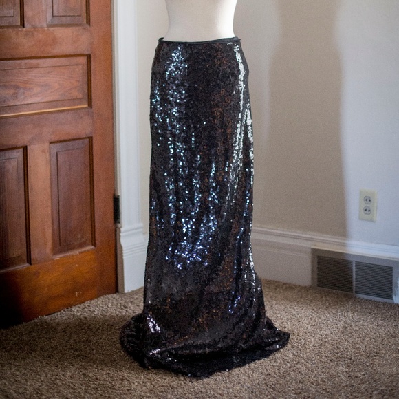Sequined Black Maxi Skirt - Picture 1 of 3